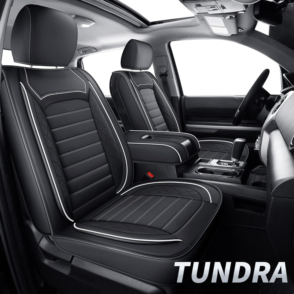 Black Faux Leather Seat Covers Front Set 2 pcs P831
