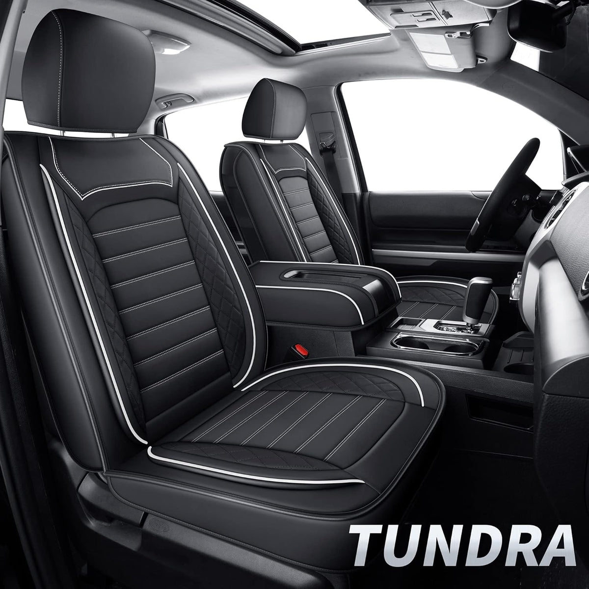 Black Faux Leather Seat Covers Front Set 2 pcs P831