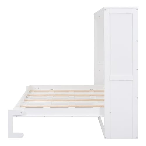 Full Size White Murphy Bed Cabinet K74346