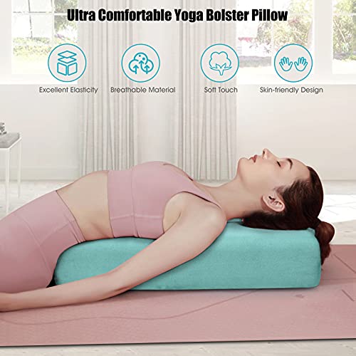 Yoga Bolster Pillow with Carry Handle, Removable Machine Washable Soft Suede Pillowcase B69266