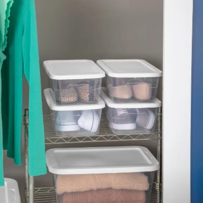 16qt Clear Storage Box with White Lid O954437