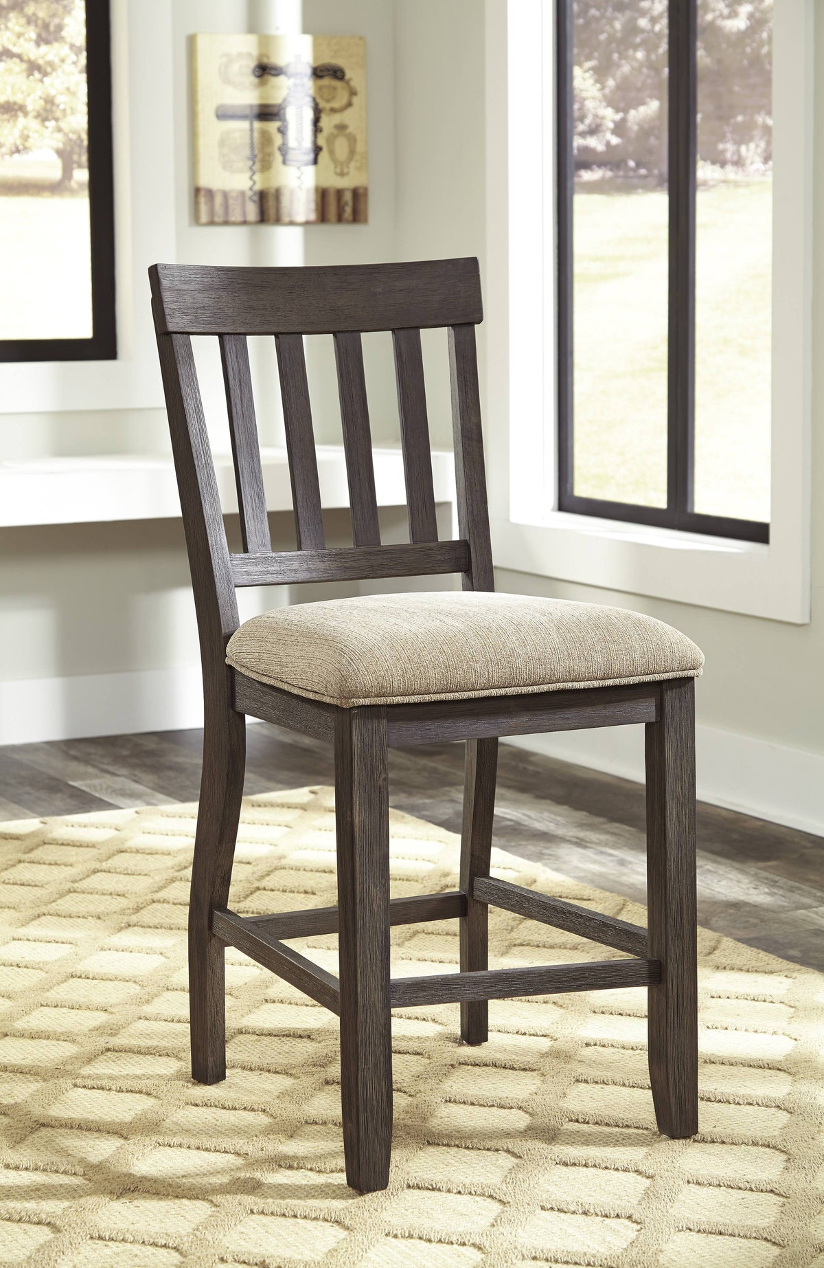 Grayish Brown Upholstered Barstool Set of 2 I772