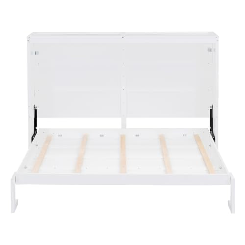 Full Size White Murphy Bed Cabinet K74346