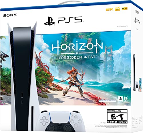 Playstation 5 Disc Version Console Horizon Forbidden West Bundle - 4K-TV Gaming, 16-GB GDDR6 RAM, 8K Output, WiFi 6, 825GB SSD F3014