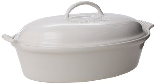 Stoneware Covered Oval Casserole, 4 qt. (14"), White Q611