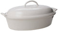 Stoneware Covered Oval Casserole, 4 qt. (14"), White Q611