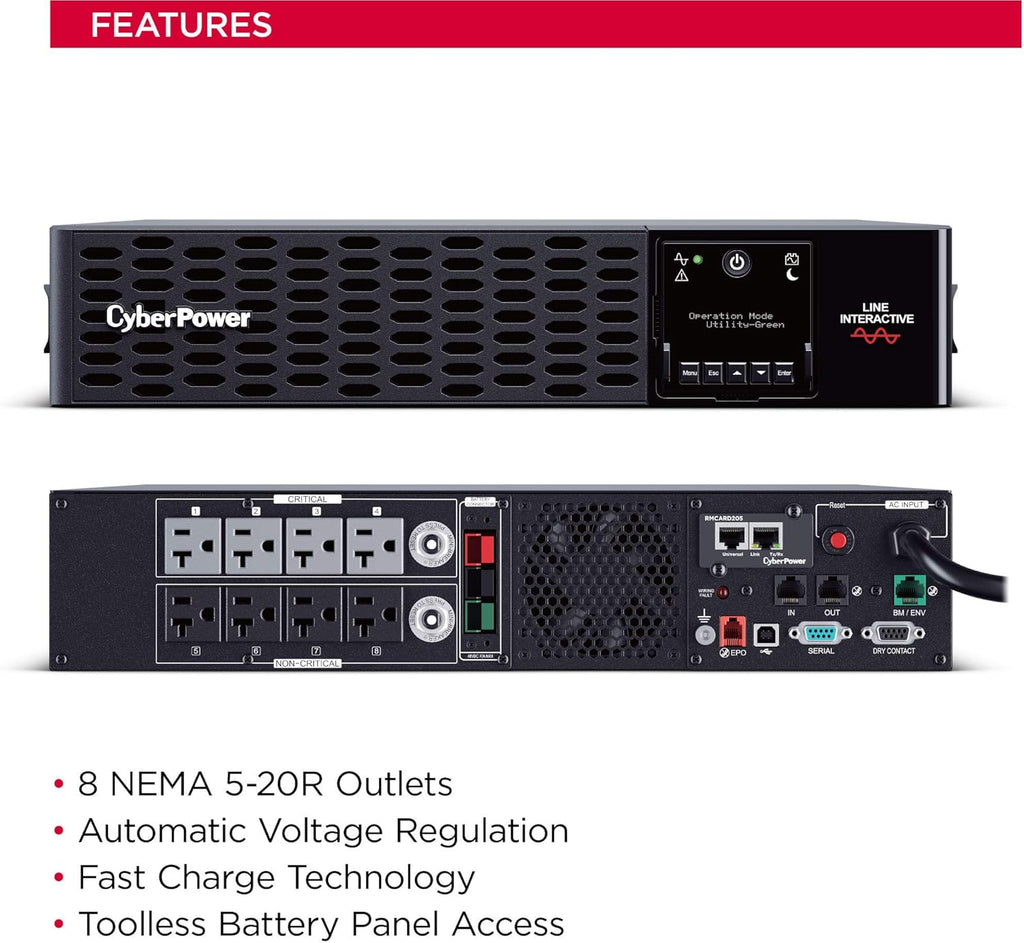 2200VA/2200W 8 Outlets 2U Rack/Tower UPS System H899