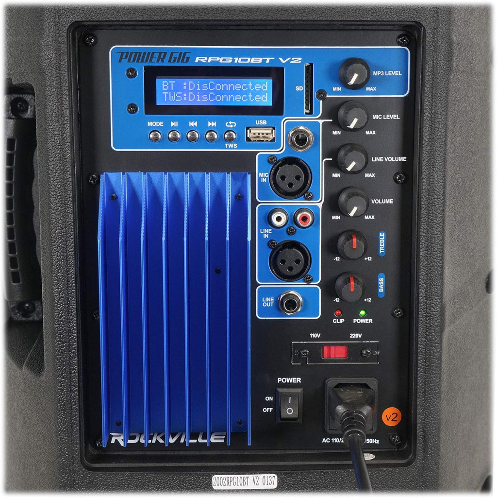 10 Powered DJ Speakers with Stands and Cables J48169