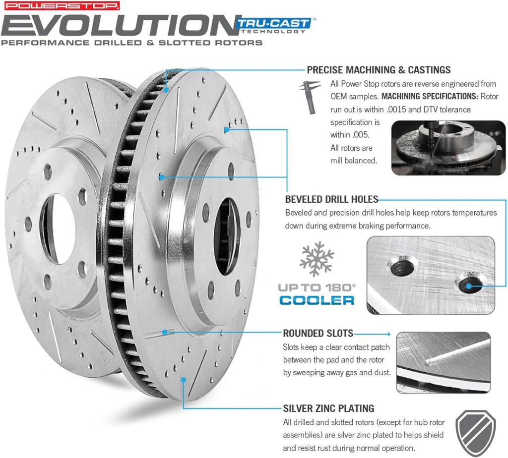 Front and Rear Carbon Fiber Brake Pads with Drilled & Slotted Brake Rotors Kit Y6420