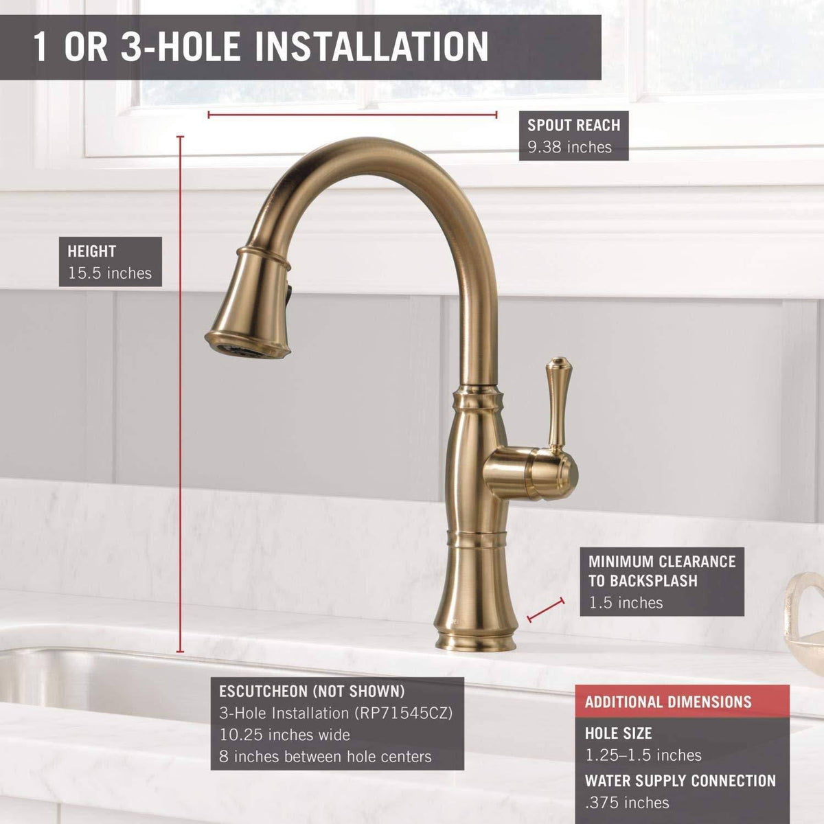 Champagne Bronze Single Handle Pull Down Kitchen Faucet P975997