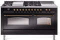 60 Dual Fuel Propane Gas Range Glossy Black Bronze Trim T225