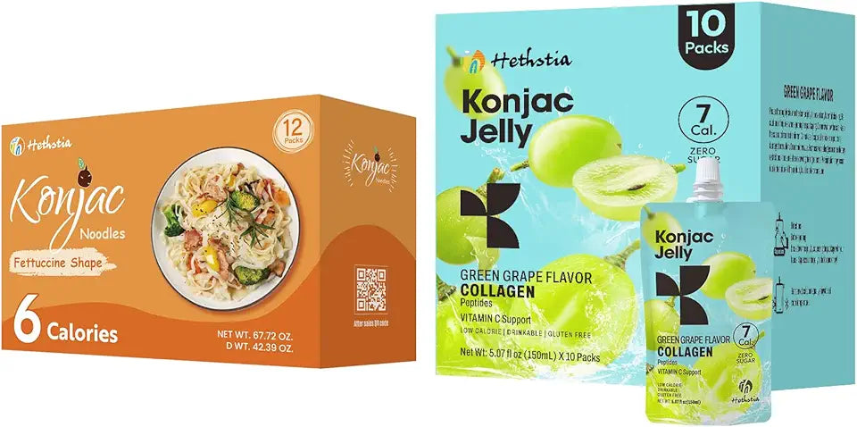 Green Grape Konjac Jelly with Collagen Peptides and Gluten Free Konjac Fettuccine P59610