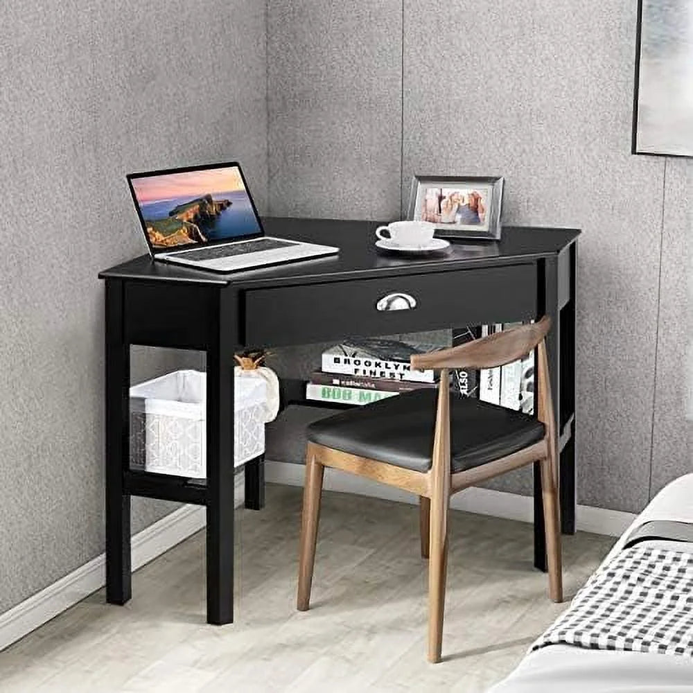 Corner Computer Desk with Drawer and Shelves X580229