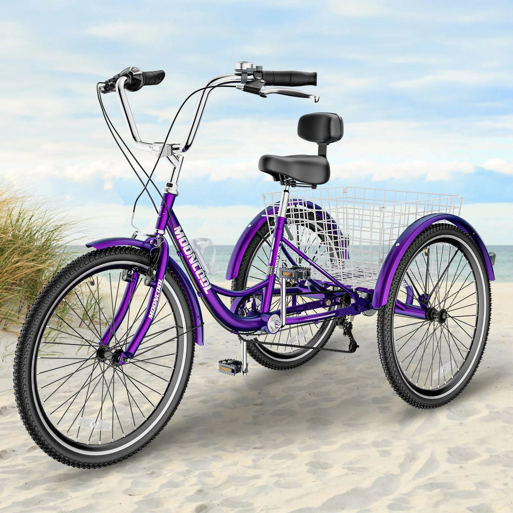 7 Speed 24inch Adult Tricycles with Shopping Basket G122019