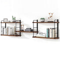 Wall Mounted Floating Shelves, 5 Brown Wood Shelves D22881