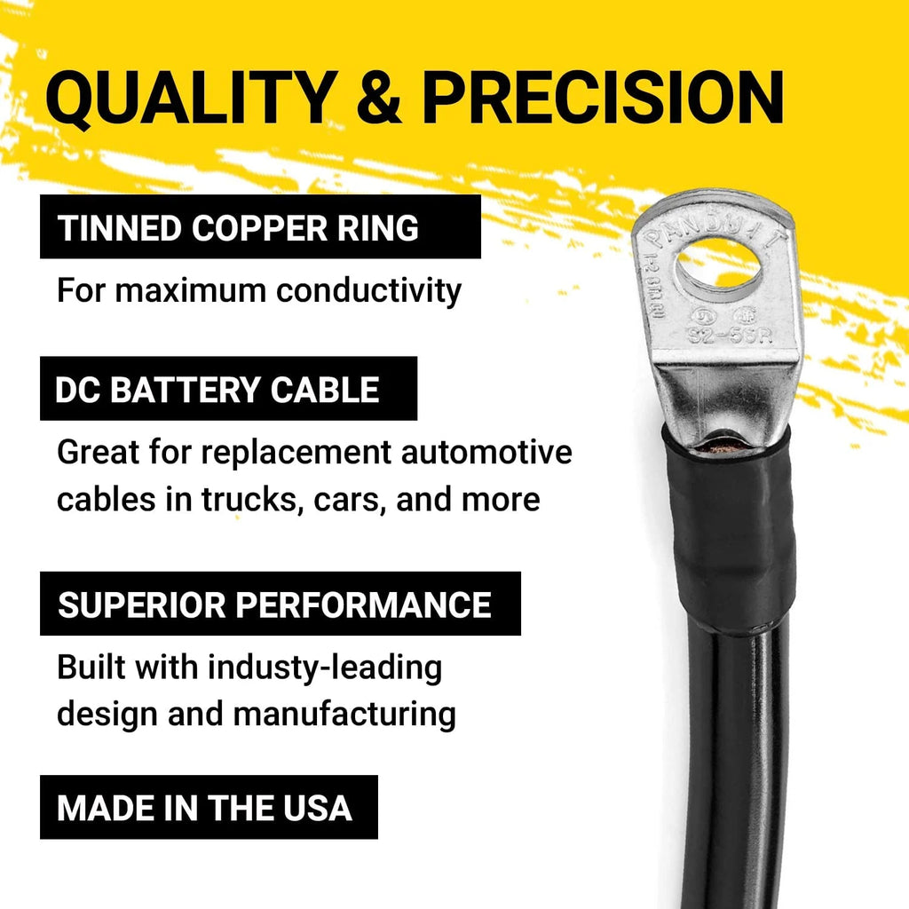 Black 10 Foot 2/0 AWG Battery Cable with 3/8" Ring Terminals D47013