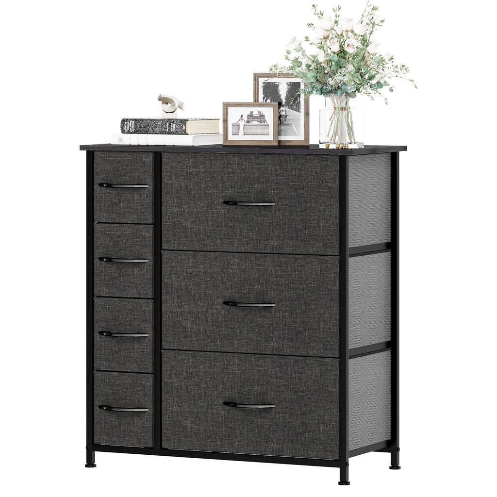 Gray Metal Fabric Wood Drawer Chests V7189