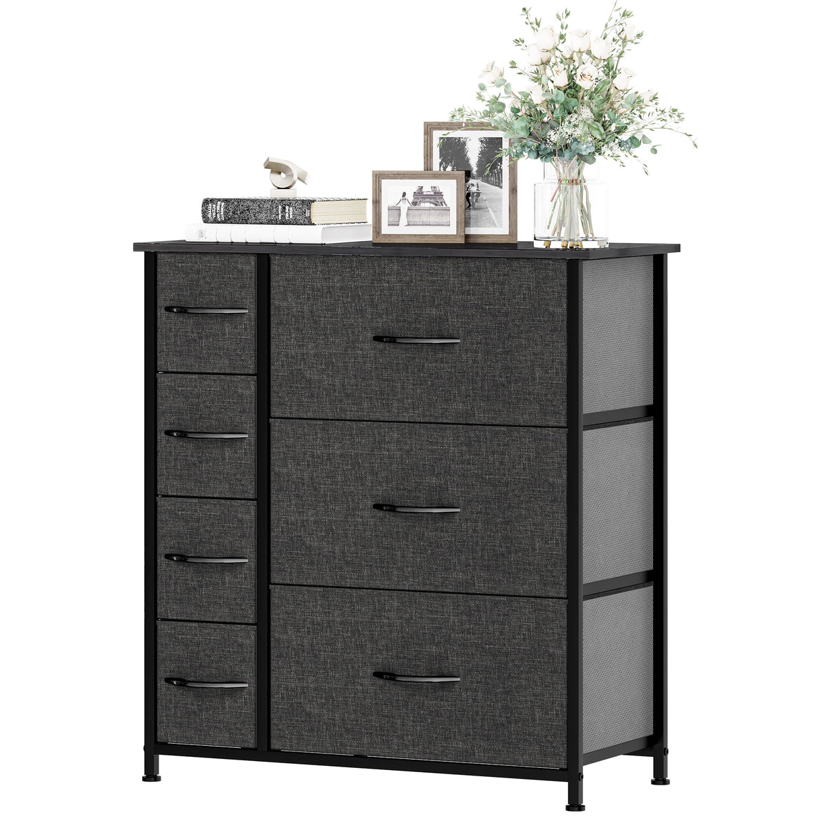 Gray Metal Fabric Wood Drawer Chests V7189