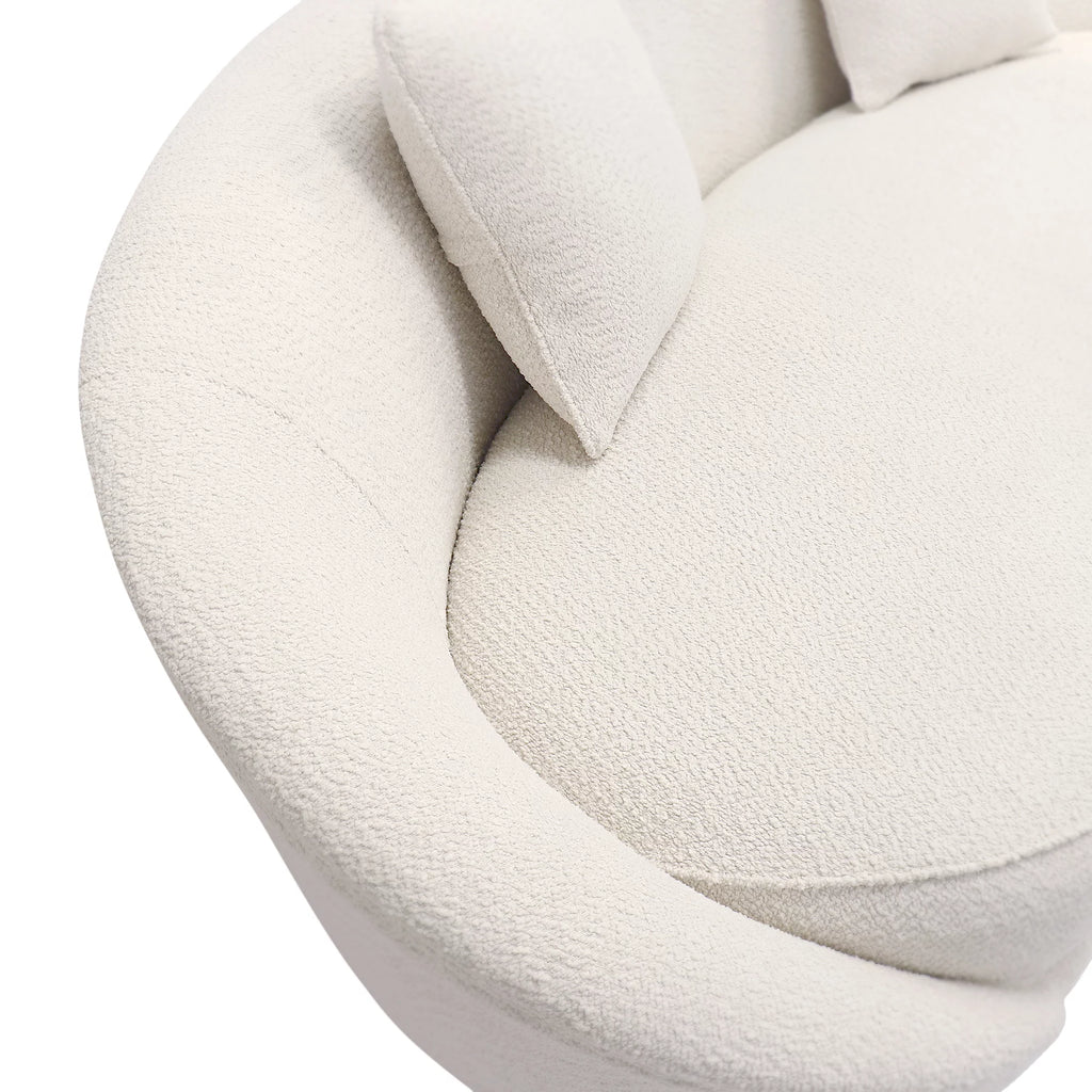 Ivory Textured Fabric Curved Sofa T193318