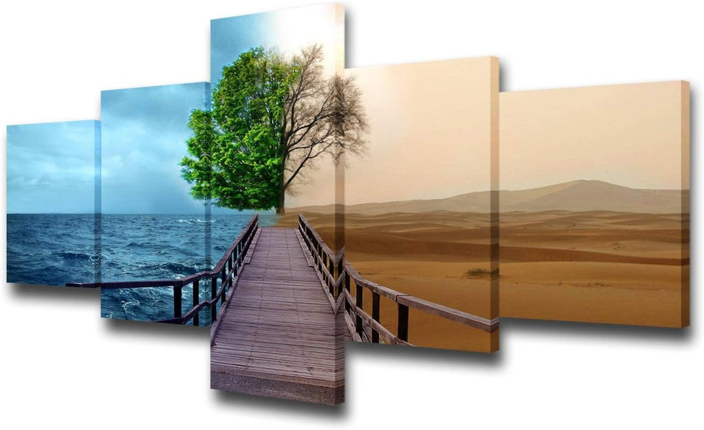 5 Panels Black and White Canvas Prints Wall Art S77507
