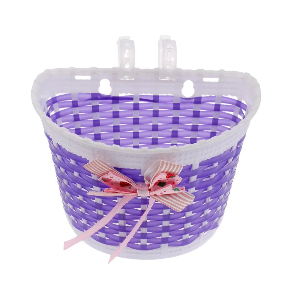 Bike Front Basket with Handlebar Grips Streamers Tassels Ribbons N5040