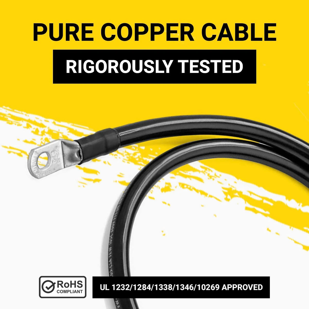 Black 10 Foot 2/0 AWG Battery Cable with 3/8" Ring Terminals D47013