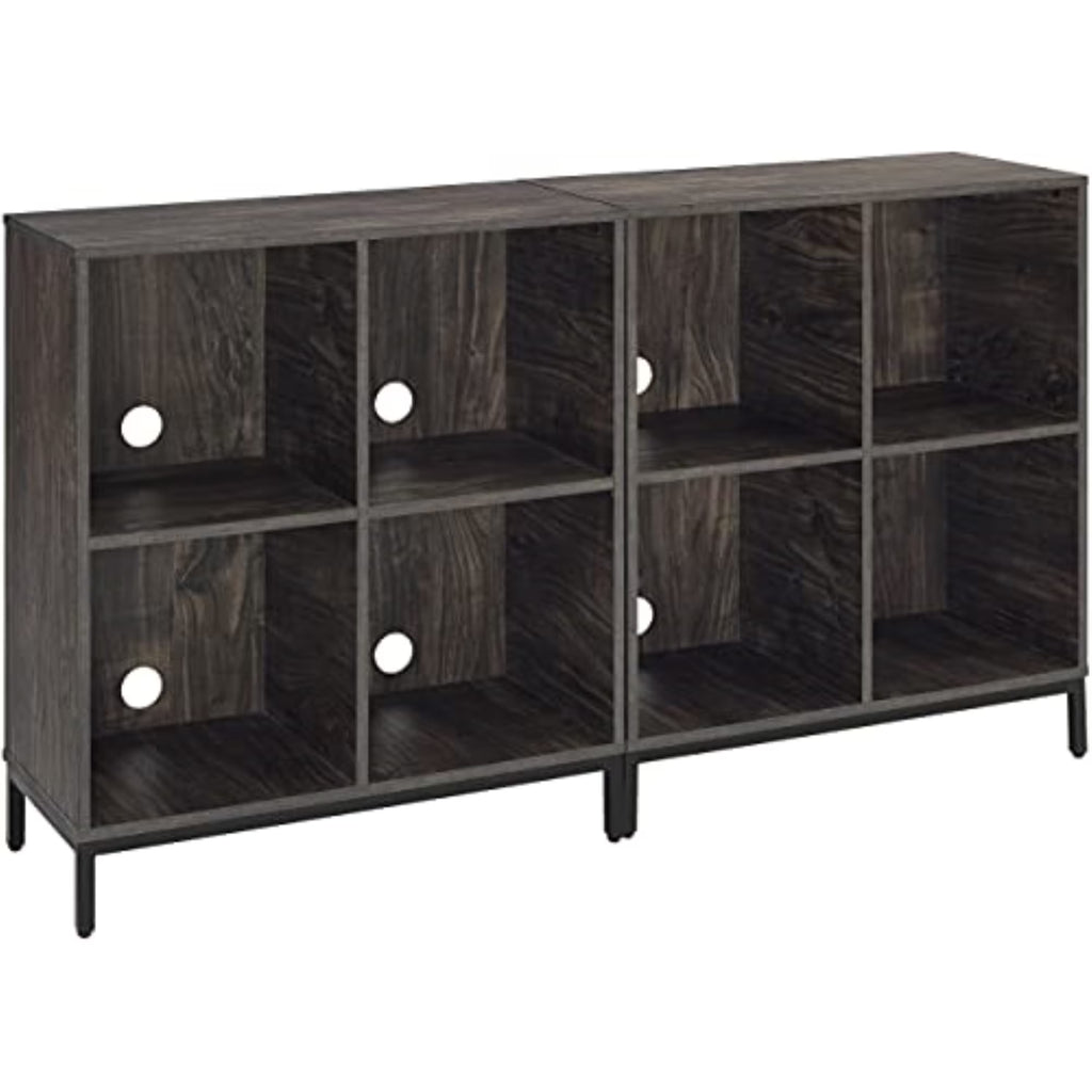 Wood Storage Cube Bookcase, Brown Ash, Set of 2 D5965