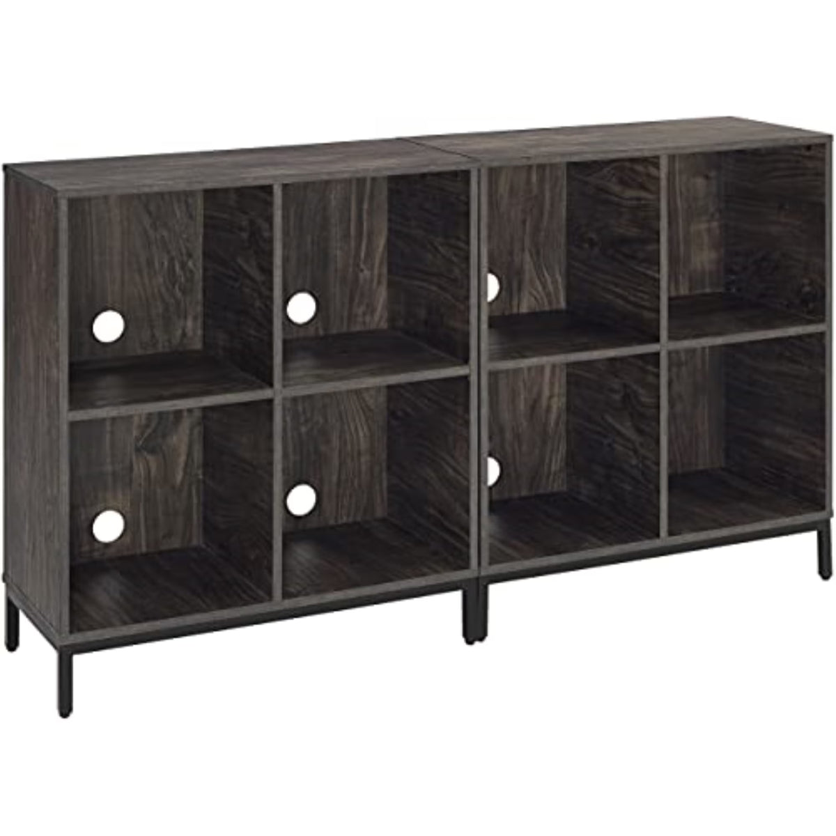 Wood Storage Cube Bookcase, Brown Ash, Set of 2 D5965