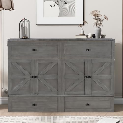 Queen Size Murphy Bed with Storage Drawer & Charging Station H915737