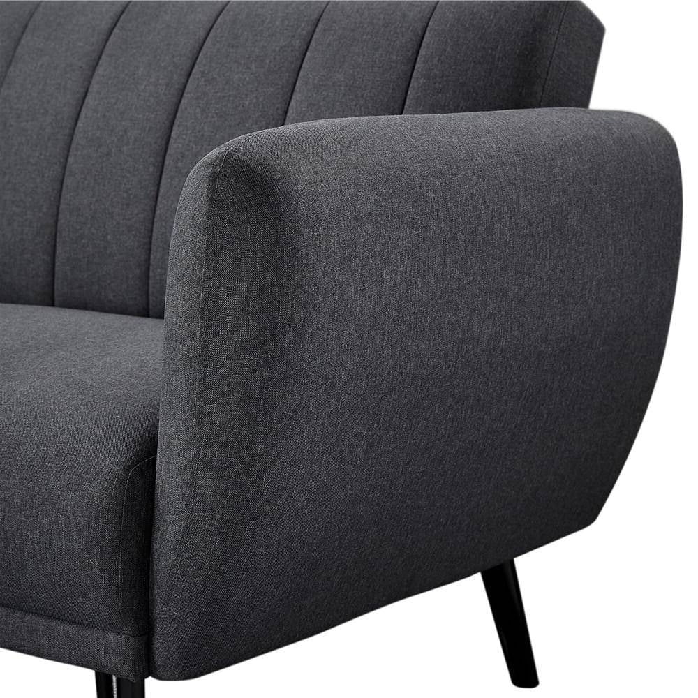 Dark Grey Linen Upholstered Sofa Bed with Wooden Legs Q564