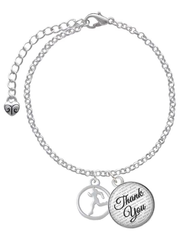 Domed Thank You Charm Bracelet, 6"+2" E88229