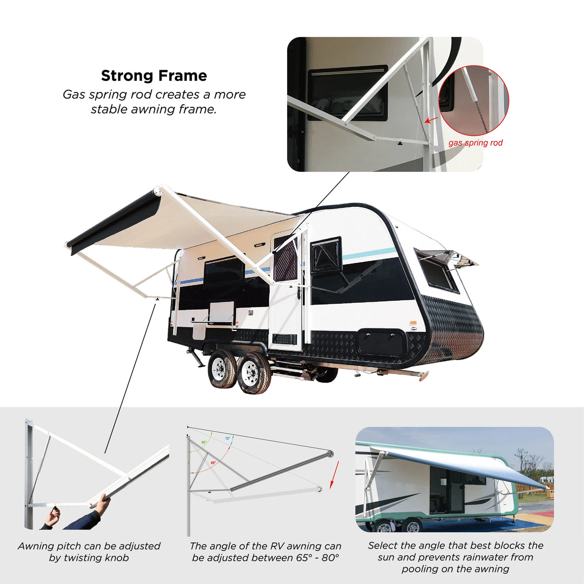 Grey Motorized Retractable RV Awning 20X8 ft Y966355
