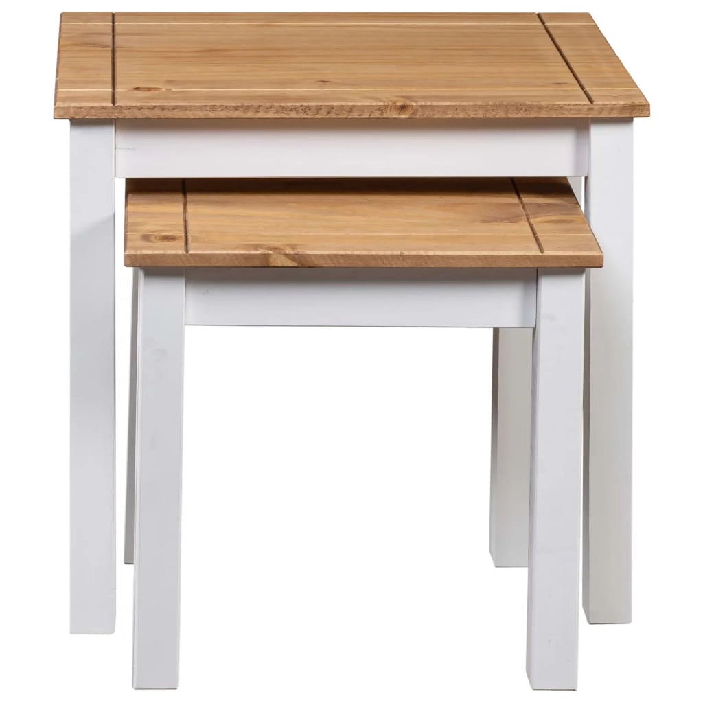 White 2 pcs Solid Pine Wood Nesting Tables G4056