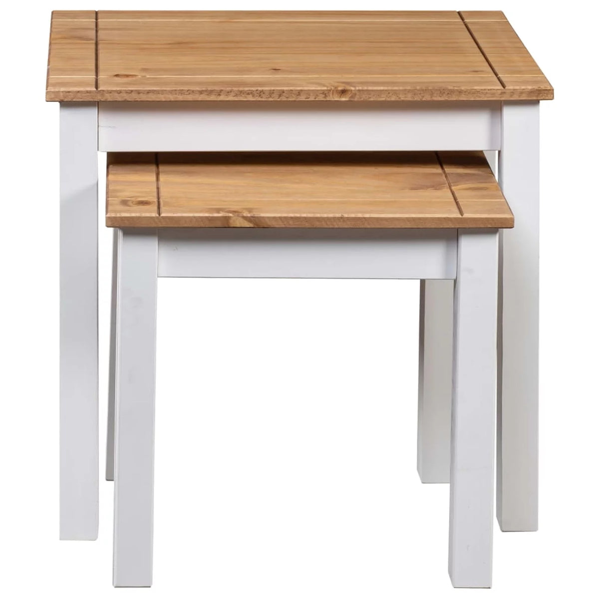 White 2 pcs Solid Pine Wood Nesting Tables G4056