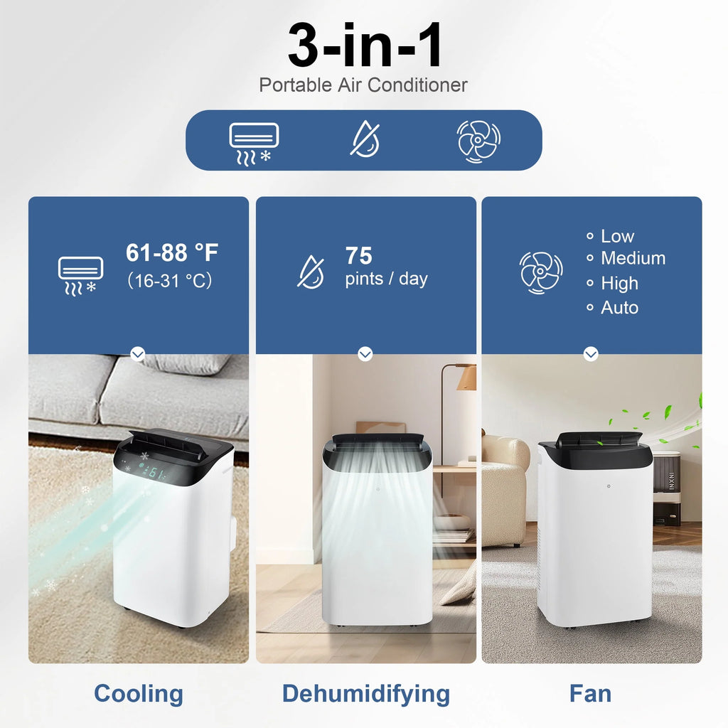 8000 BTU Portable Air Conditioner with Dehumidifier & Fan R9840