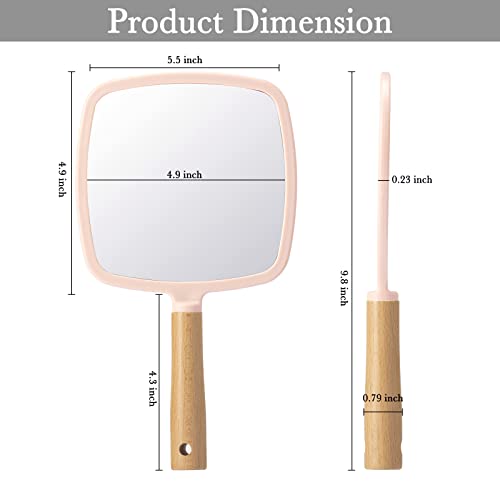 Hand Held Wood Mirror with Handle Q3701