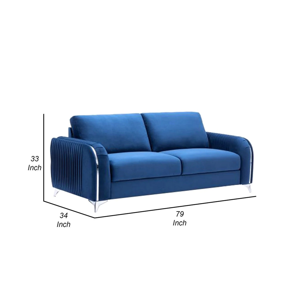 Blue Velvet Solid Pine Wood Sofa G9273