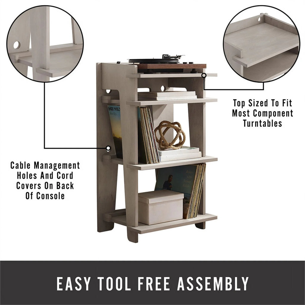 Gray MDF Wood and Birch Veneer Turntable Stand H495