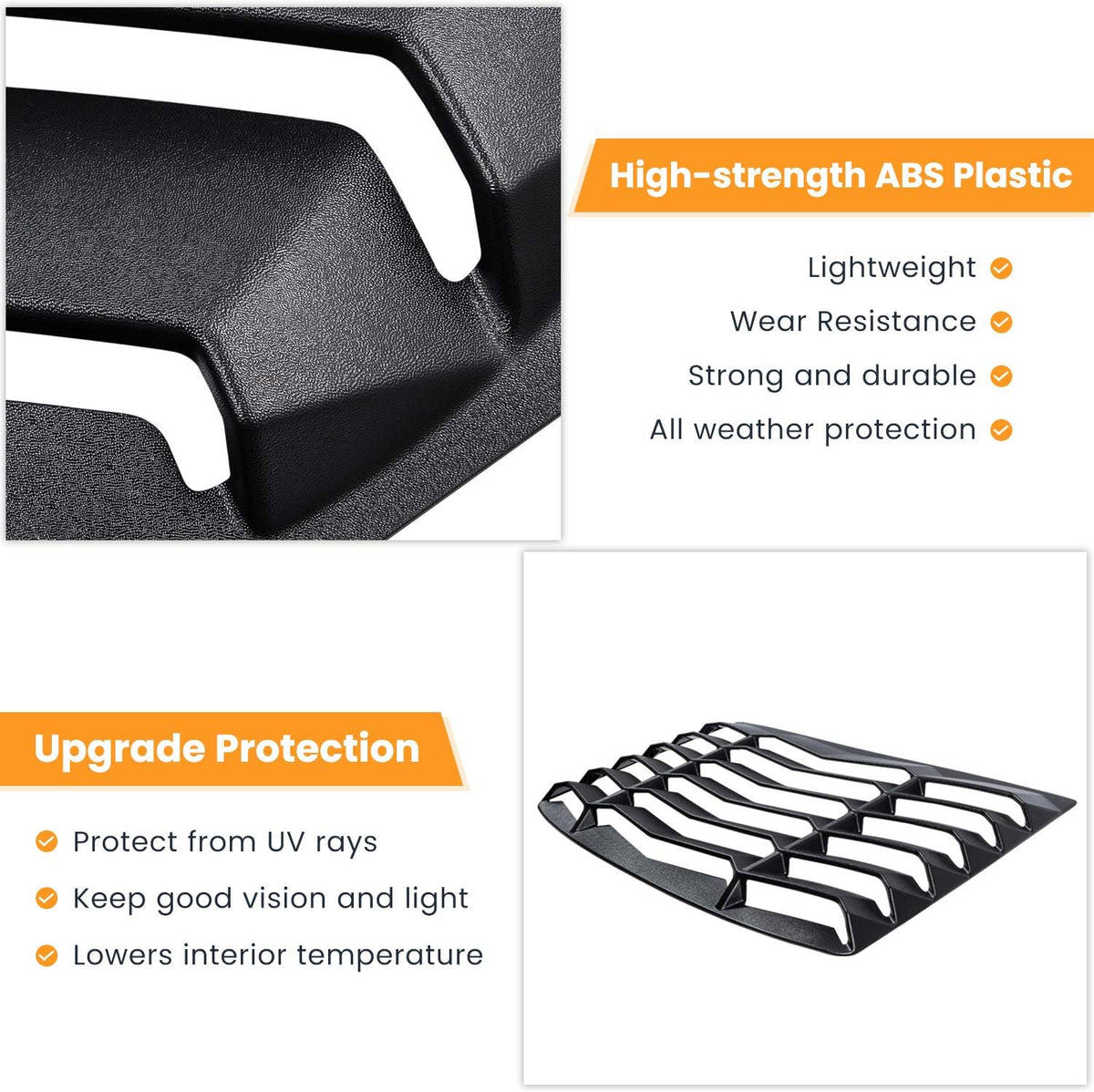 Rear Window Louver Sun Shade Cover Matte Black ABS for Chevy Camaro 2010 2015 T906