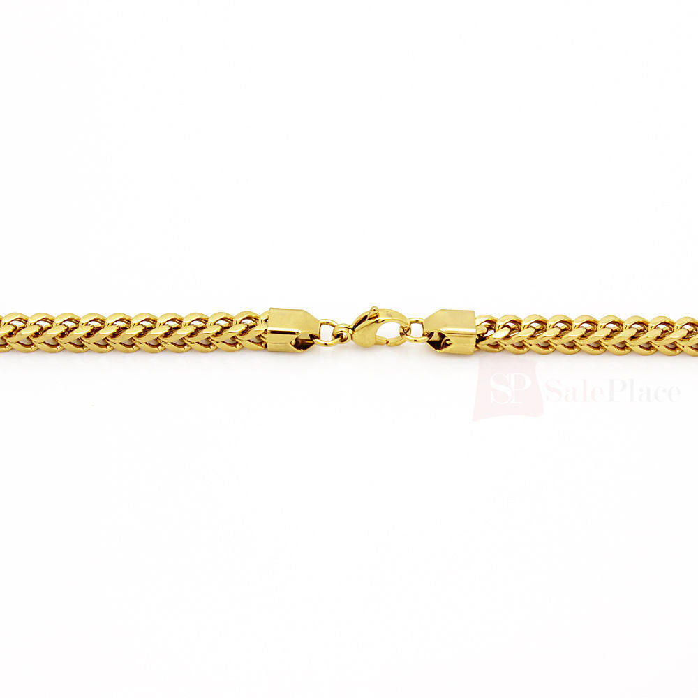 Gold Stainless Steel Franco Cuban Box Chain Necklace G636170