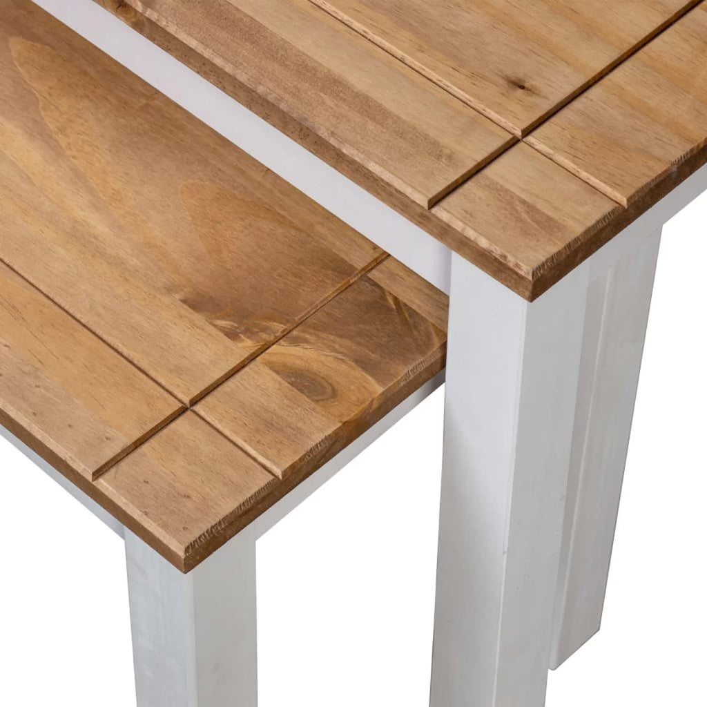 White 2 pcs Solid Pine Wood Nesting Tables G4056