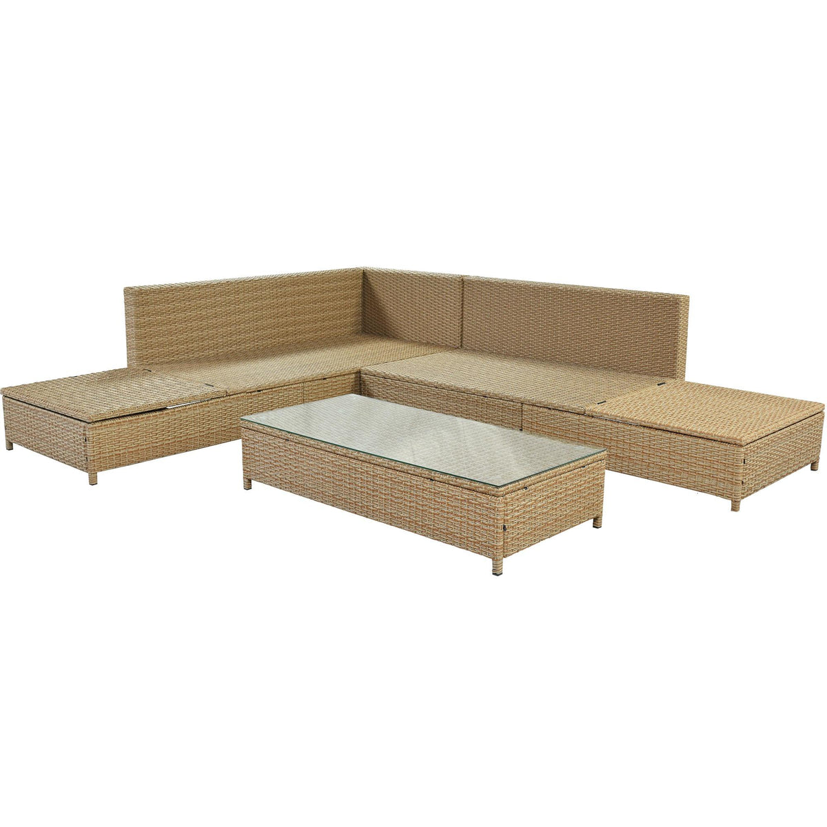 6 Seat PE Rattan Sectional Sofa Set with Adjustable Chaise R220471