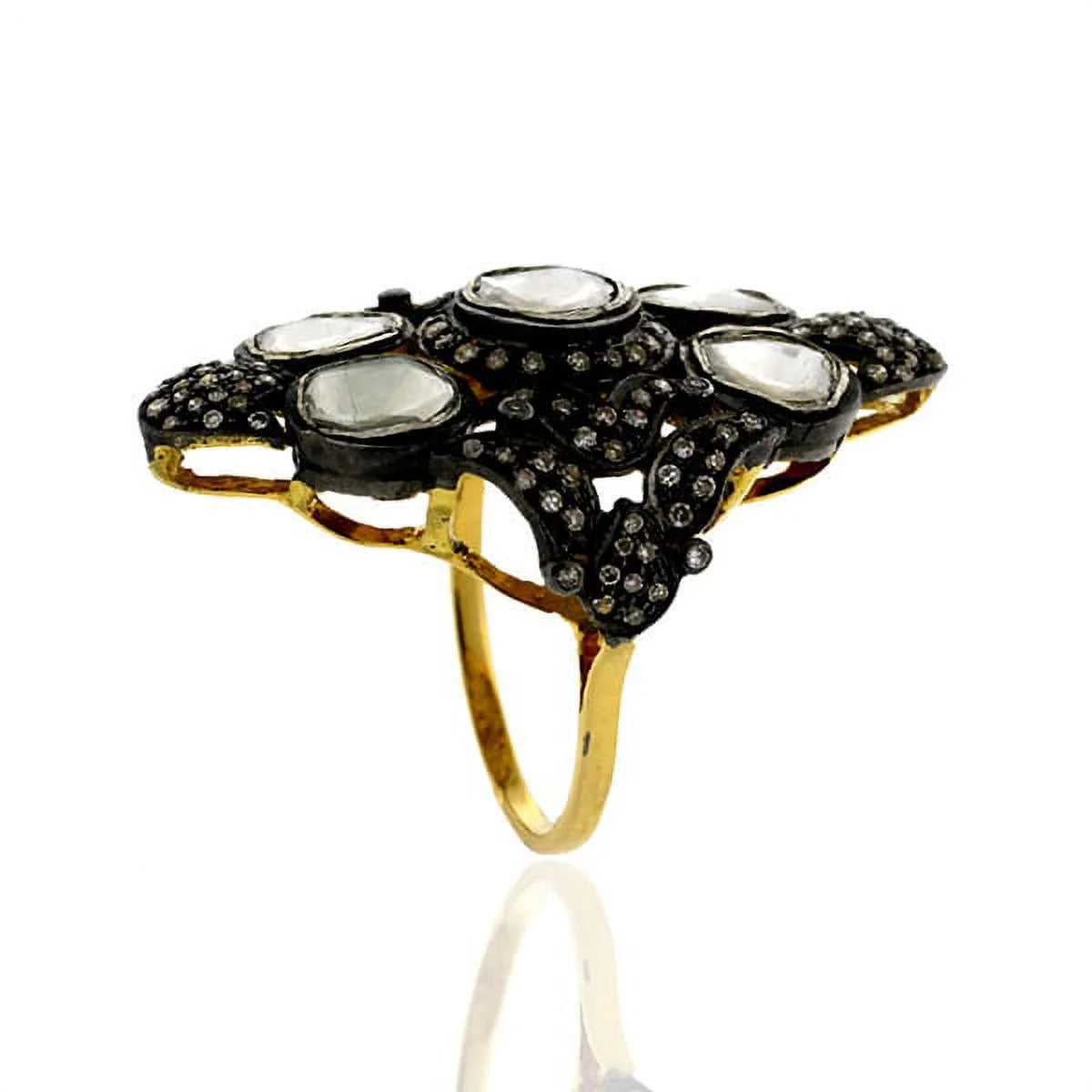18k Gold Ring 925 Sterling Silver Jewelry Q4317