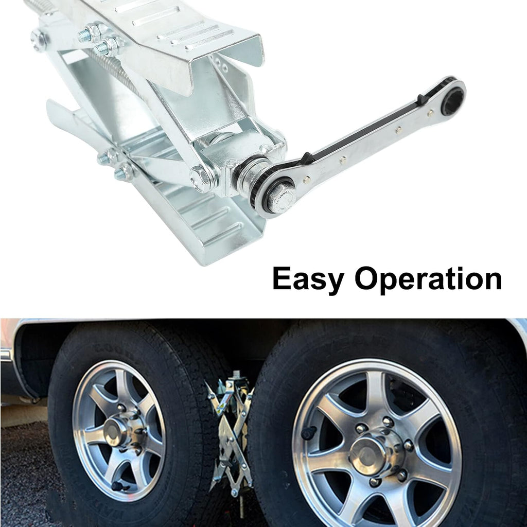 2 Set Wheel Chock Stabilizer Tire Locking Chock with Crank Handle E79455