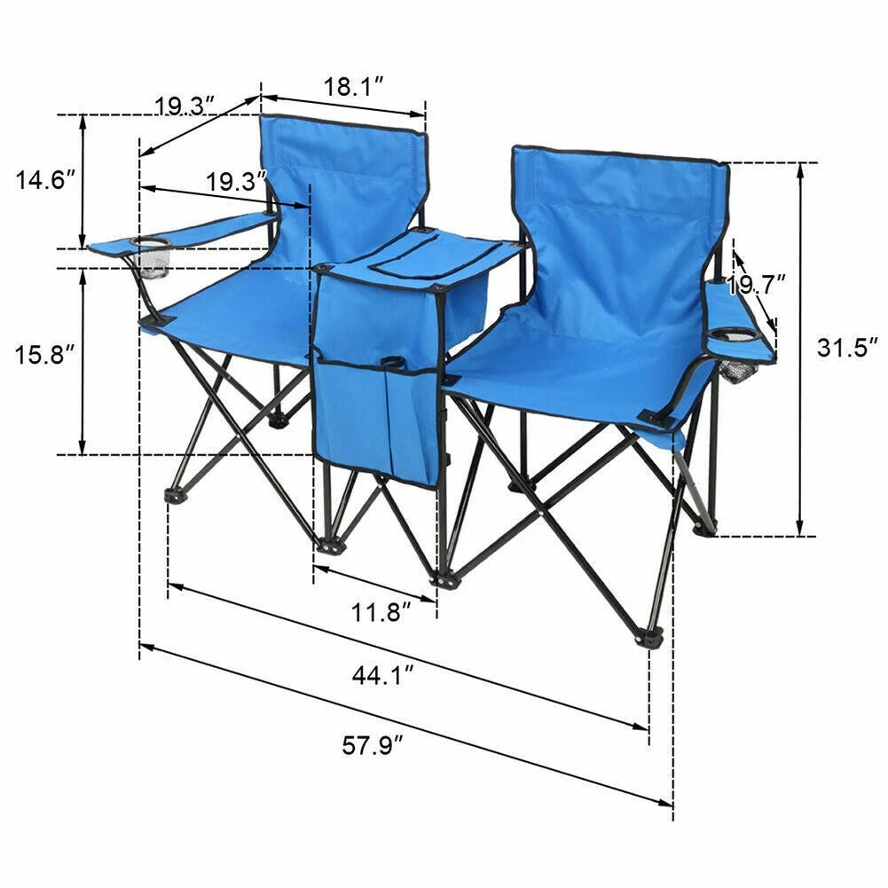 Folding Picnic Chair with Umbrella Mini Table Beverage Holder X549