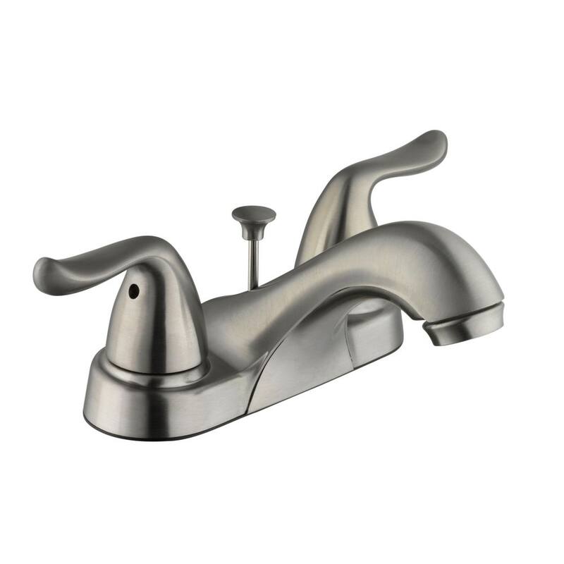 4 in. Centerset Double-Handle Low-Arc Bathroom Faucet in Brushed Nickel (2-Pack) K413