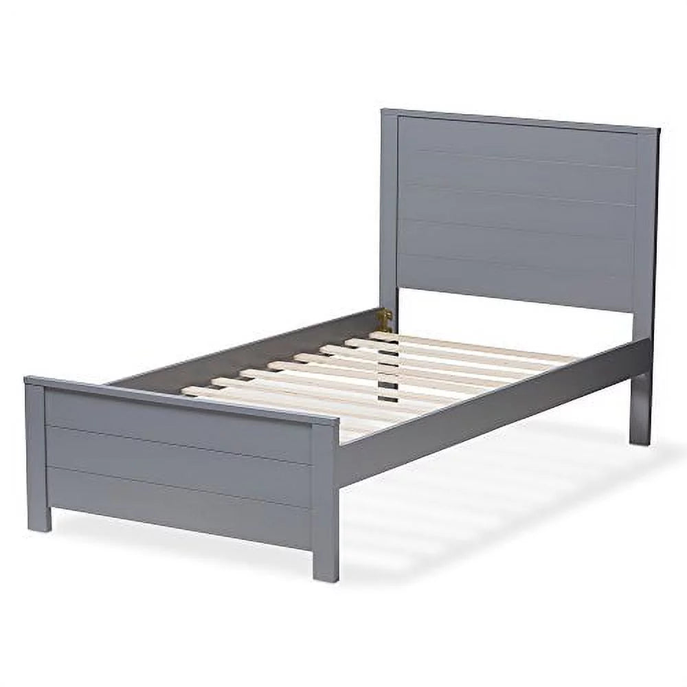 Grey-Finished Wood Twin Platform Bed K4154