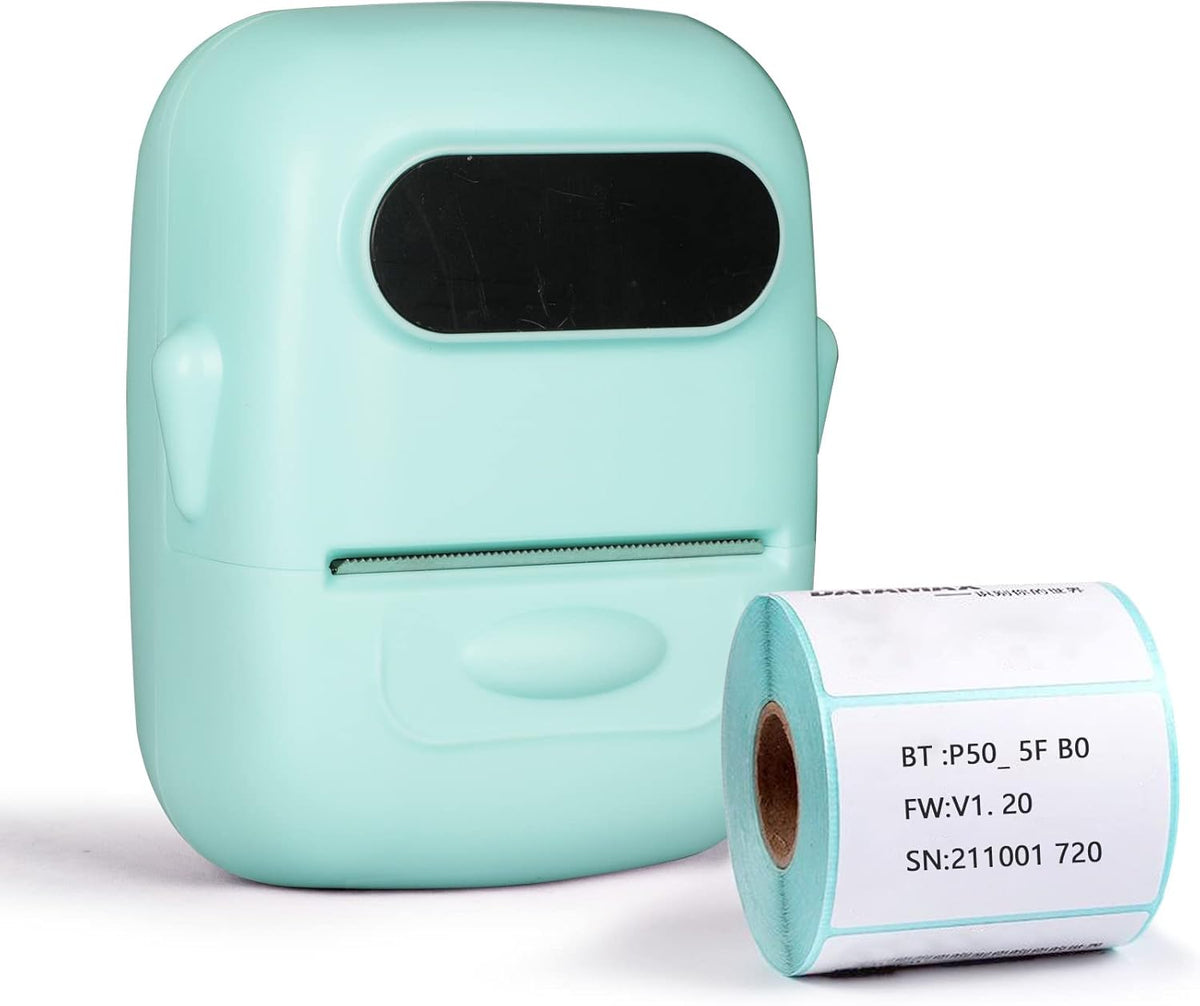 Green Bluetooth Thermal Label Printer with Thermal Paper J1836