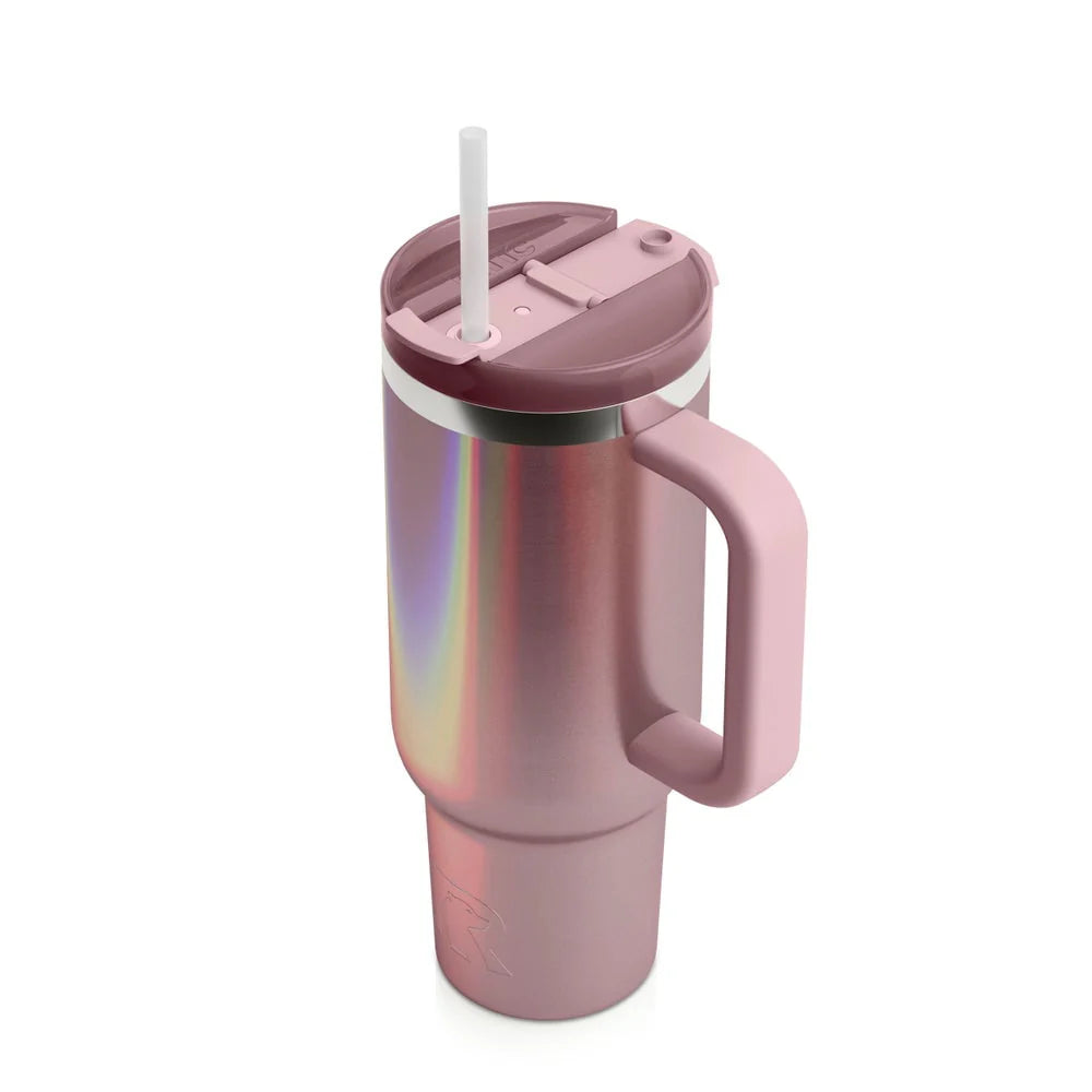 30 oz Insulated Stainless Steel Tumbler with Lid Handle and Straw U66885