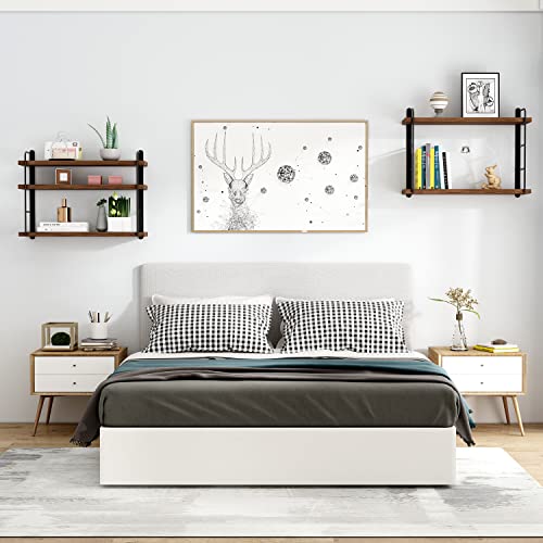 Wall Mounted Floating Shelves, 5 Brown Wood Shelves D22881
